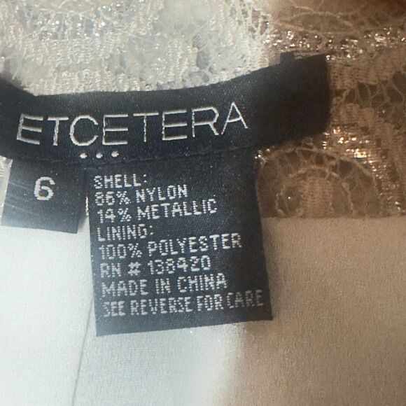 Etcetera Metallic Lace Formal Cocktail Wedding/Mother of Bride Midi Dress Size 6 - Picture 9 of 10